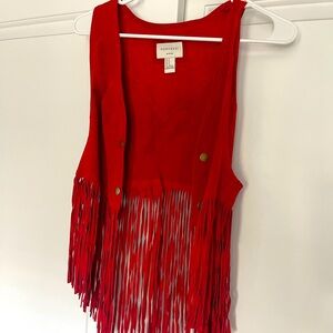 Forever 21 real leather red boho fringe vest bohemian